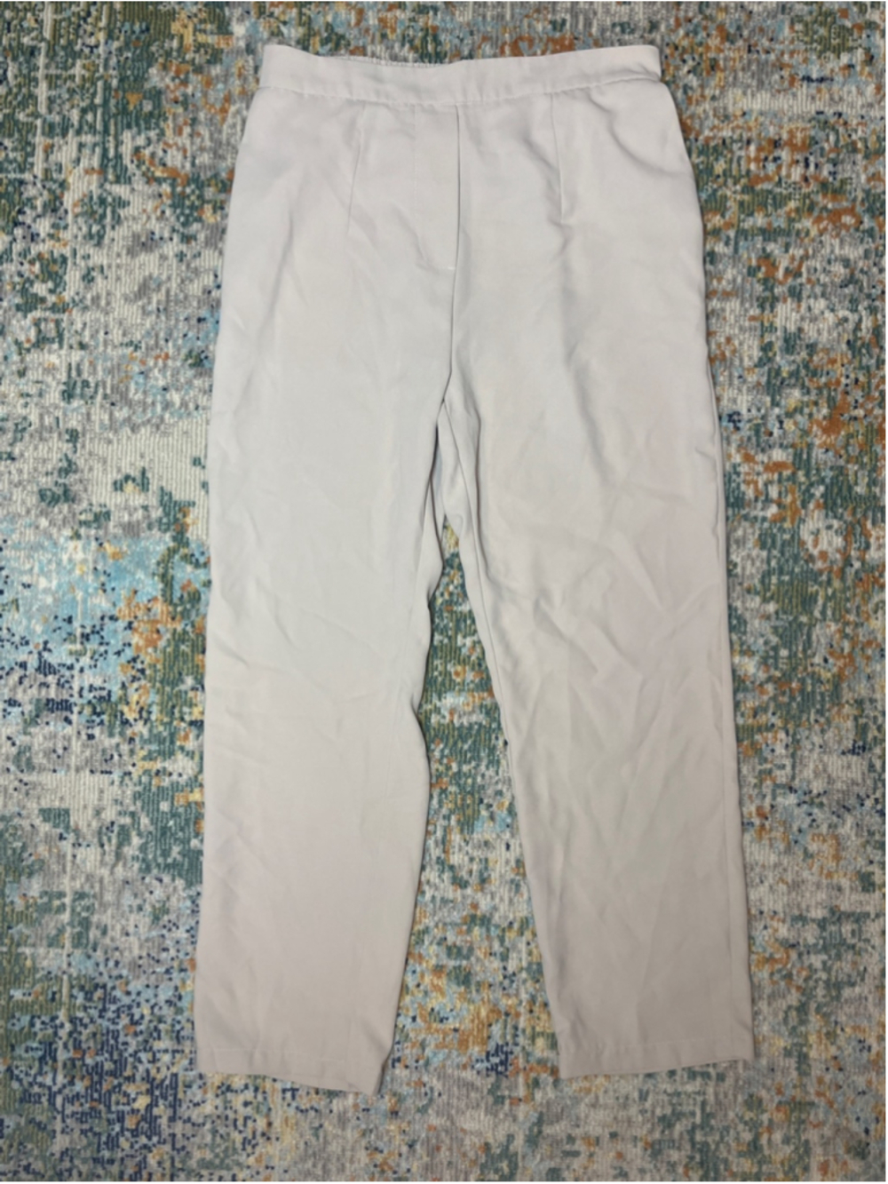 Commense Pants Beige Elastic Waist Trousers Casual Work Lightweight Medium
